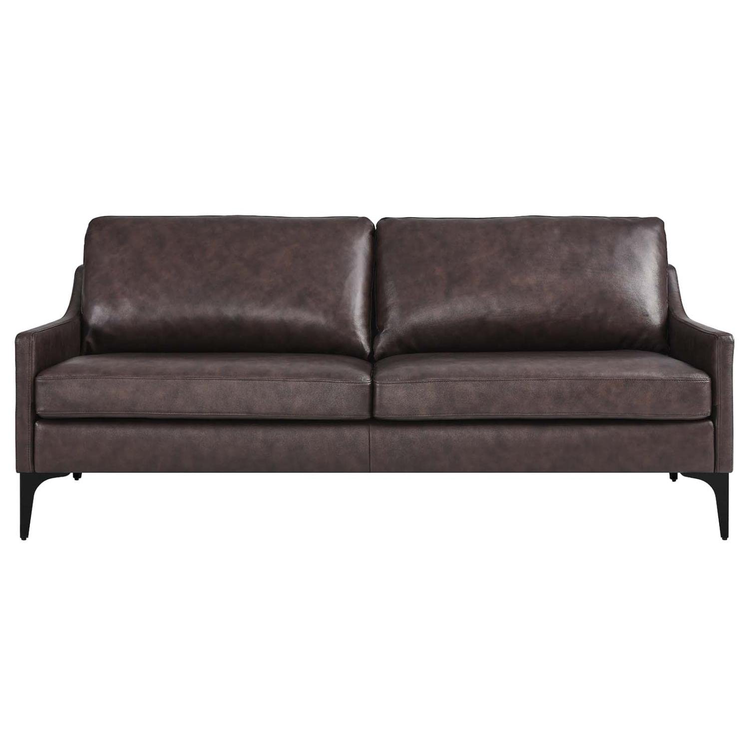 Modway Corland Modern Style Leather And Metal Sofa In Brown Finish